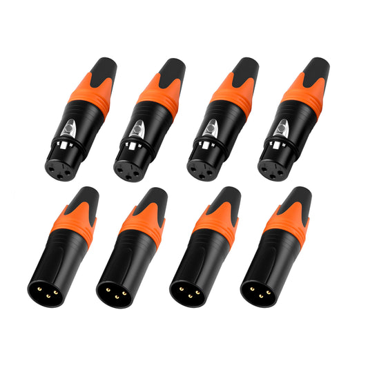 Rannsgeer XLR Male and Female Type Connector for DIY (Orange 4 Pair)