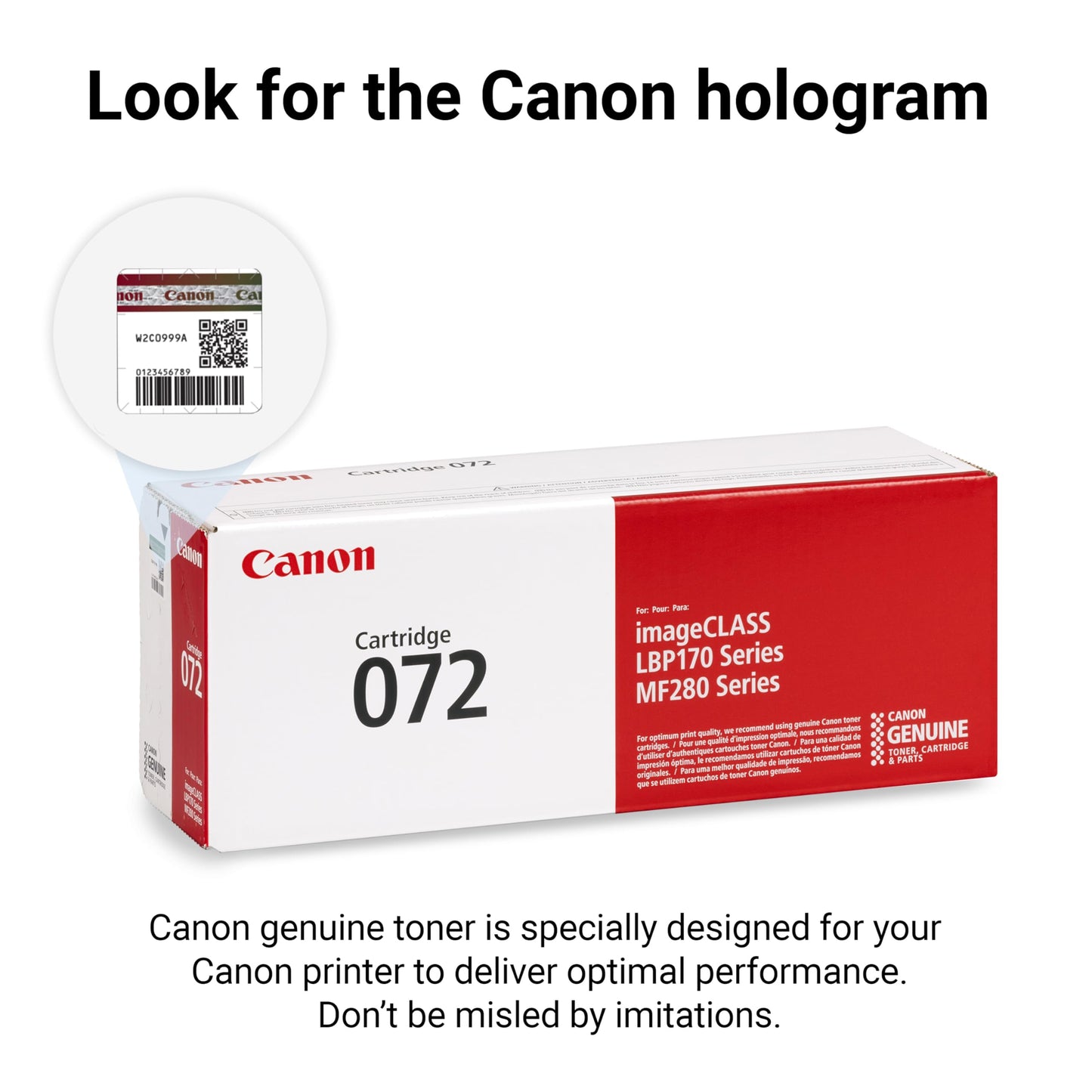Canon Genuine 072 Black Toner Cartridge Compatible with MF280 Series and LBP172dw