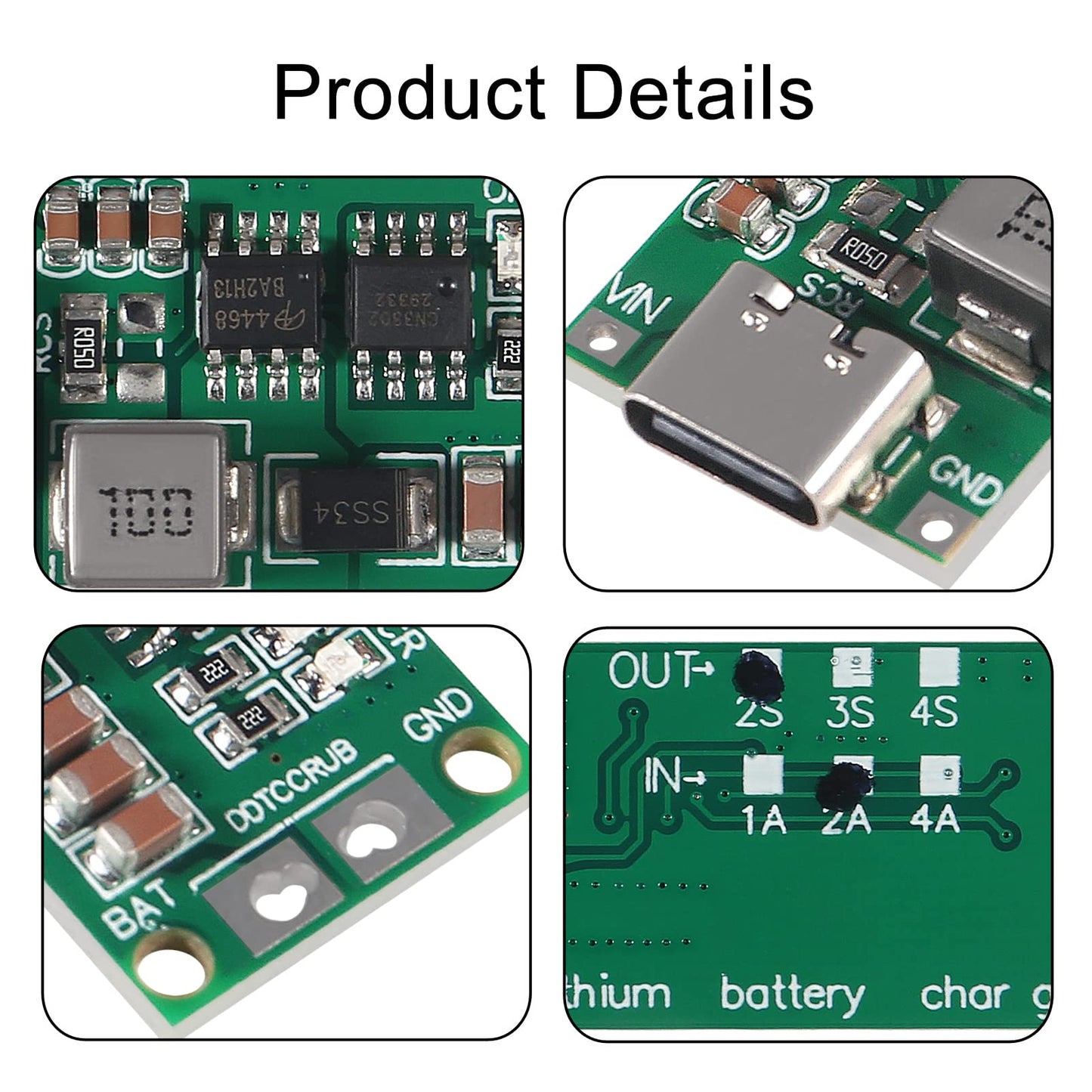ACEIRMC 2pcs Type-C USB 2S 2A Boost Converter 8.4V 12.6V 16.8V Step-Up Power Module LiPo Polymer Lithium Battery Charging Protection Board