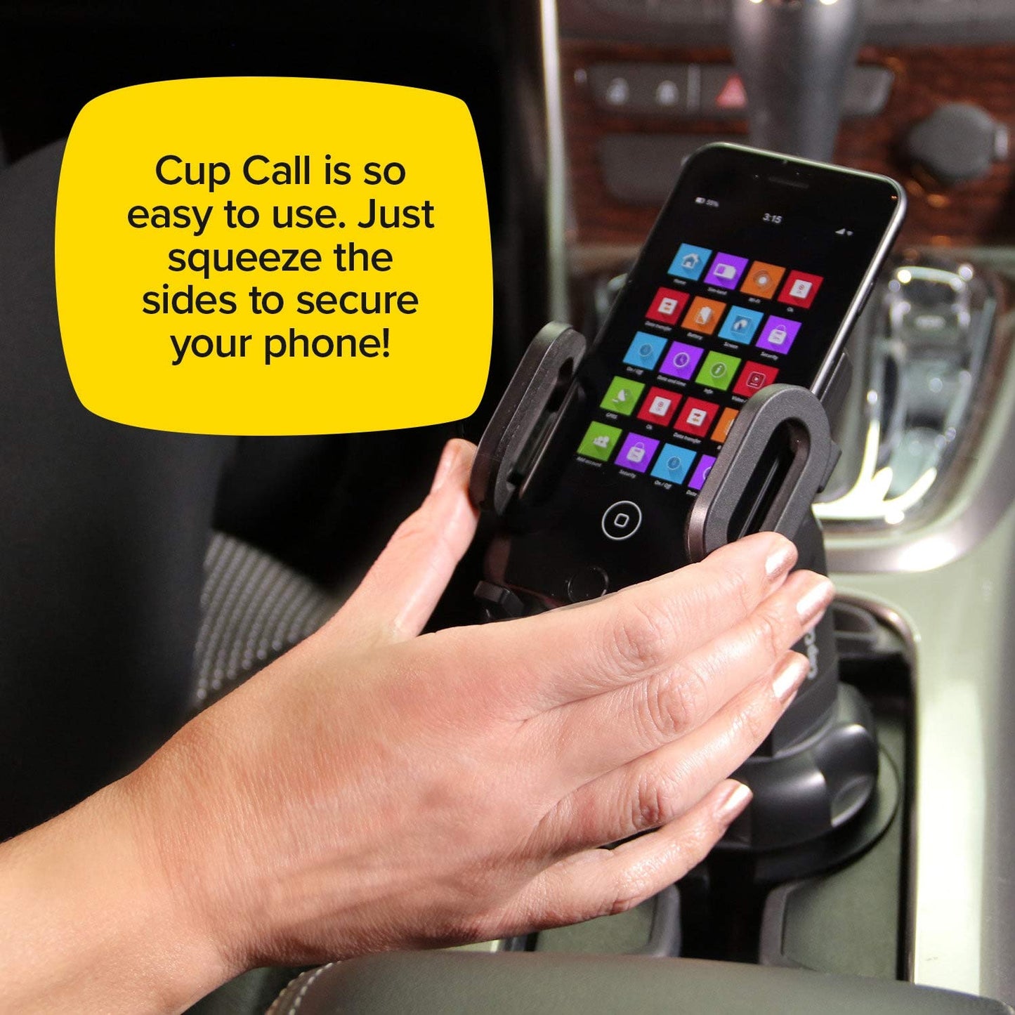 BulbHead Official As Seen On TV Cup Call Cup Holder Phone Mount for Car Adjustable Cell Phone Holder Fits Any Phone in Any Cup Holder - Rotates 360°