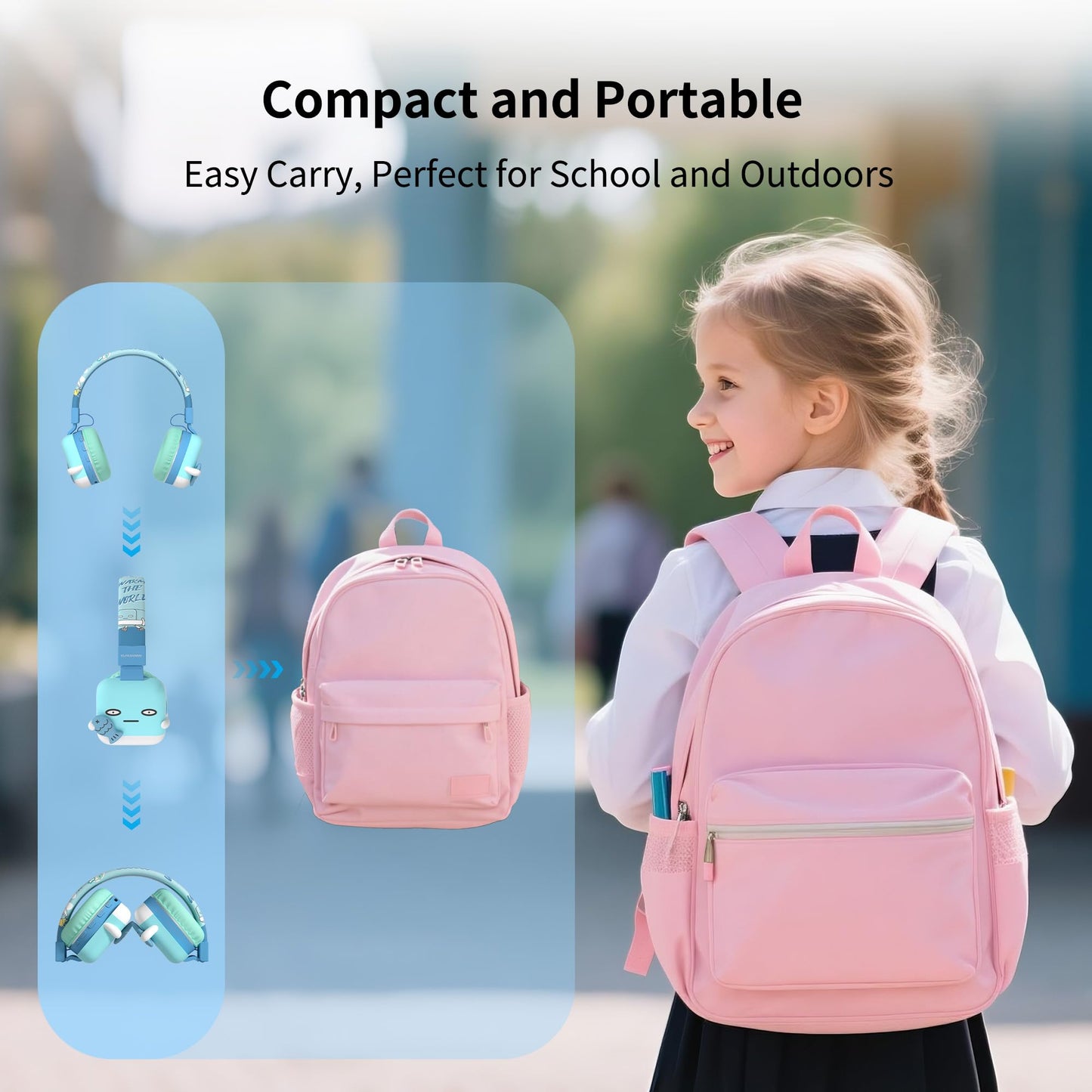 YLFASHION Kids Bluetooth Headphones, 85dB Volume Limit, Ultra-Soft Over-Ear, Built-in Mic, Foldable,Cartoon Animal Design, Suitable for School…