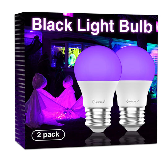 Onforu A19 E26 15W Black Light Bulb, LED Blacklights for Halloween