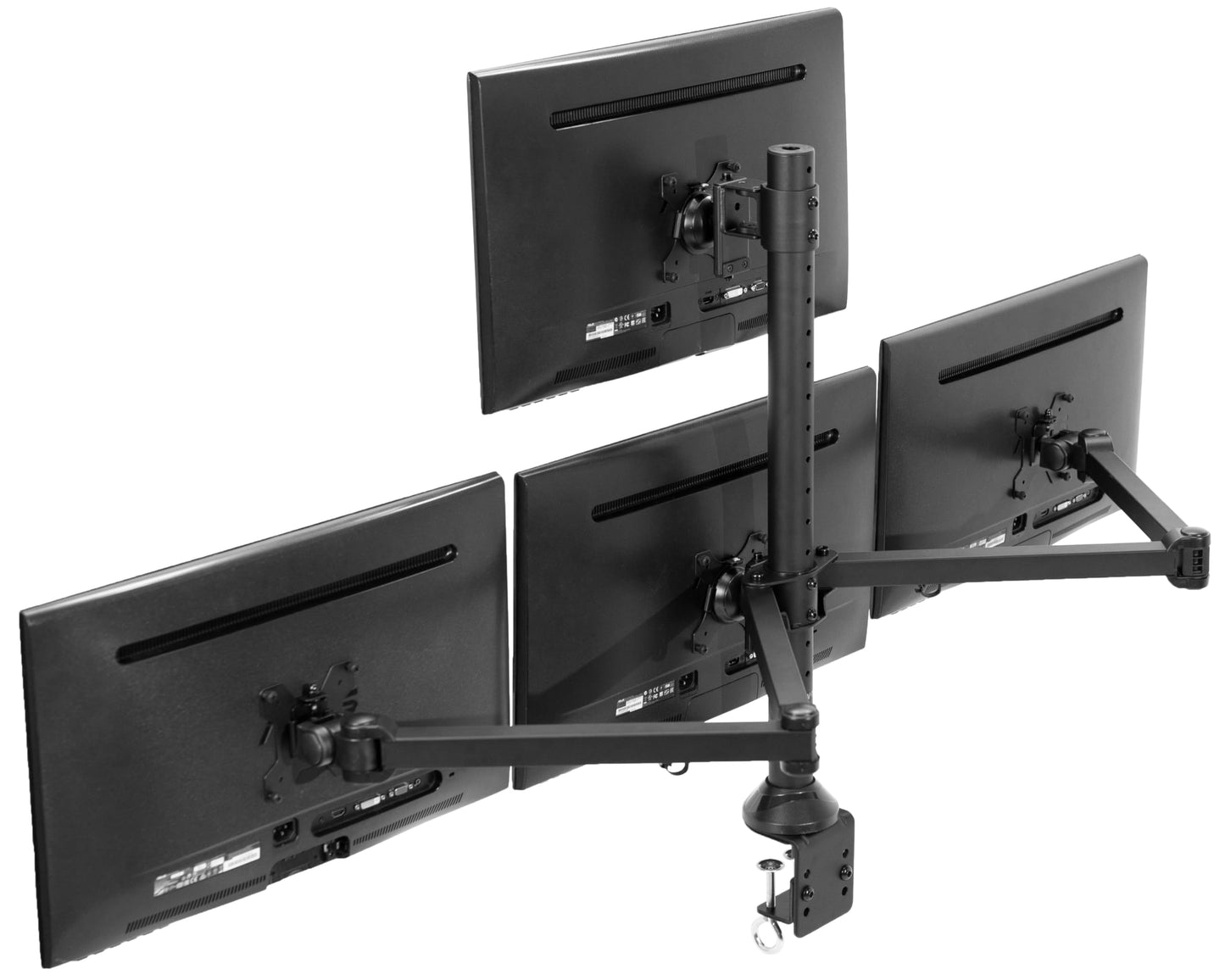 VIVO Quad Monitor 13 to 32 inch LED LCD Clamp-on Desk Mount, 3 Plus 1 Articulating VESA Computer Stand, Holds 4 Screens, Fully Adjustable for Home