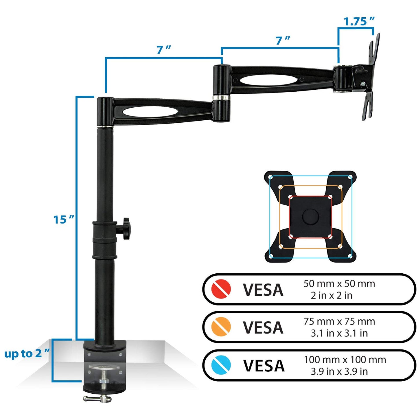 Mount-It! Single Monitor Arm Mount | Desk Stand | Heavy Duty Full Motion Height Adjustable | Fits 19 21 24 27 29 30 in VESA 75 100 Compatible Computer