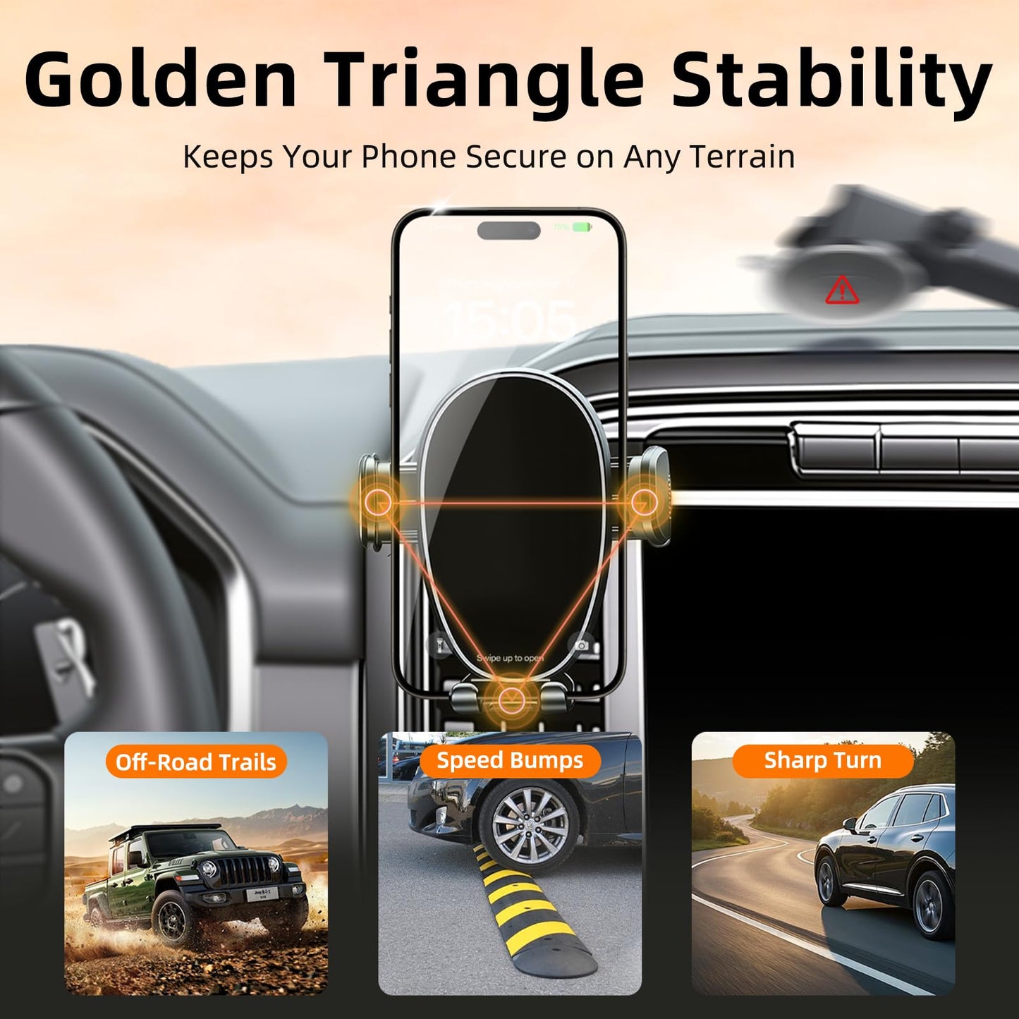 Phone Holder for F150 (2021-2024 2025, 14th Gen), Dash Phone Mount for Truck, 360° Mobile Holder, Hands Free Automobile Cradlest for iPhone, Samsung