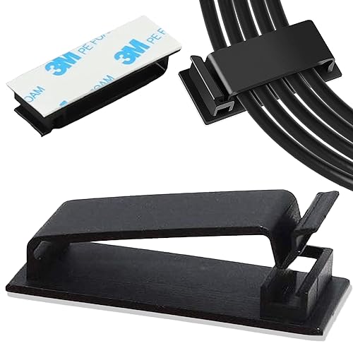 100 PCS Self Adhesive Cable Clips, Wire Organizer, Cable Management, Cord Organizer for Desk, Wall, PC, Car, Home, Office, USB, Ethernet, Power Cords