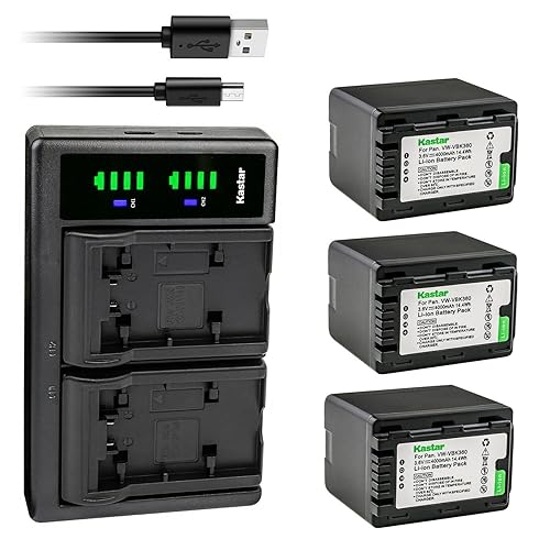 Kastar 3-Pack VW-VBK360 Battery and LTD2 USB Charger Replacement for Panasonic VW-VBK360, VW-VBK180, VW-VBL090, VW-VBL180, SDR-T50K, SDR-T50P