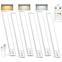 Under Cabinet Lighting Wireless, Rechargeable LED Motion Sensor Light Indoor, Closet Lights with Remote, Timer, 3 Color Temps & Dimmable Magnetic