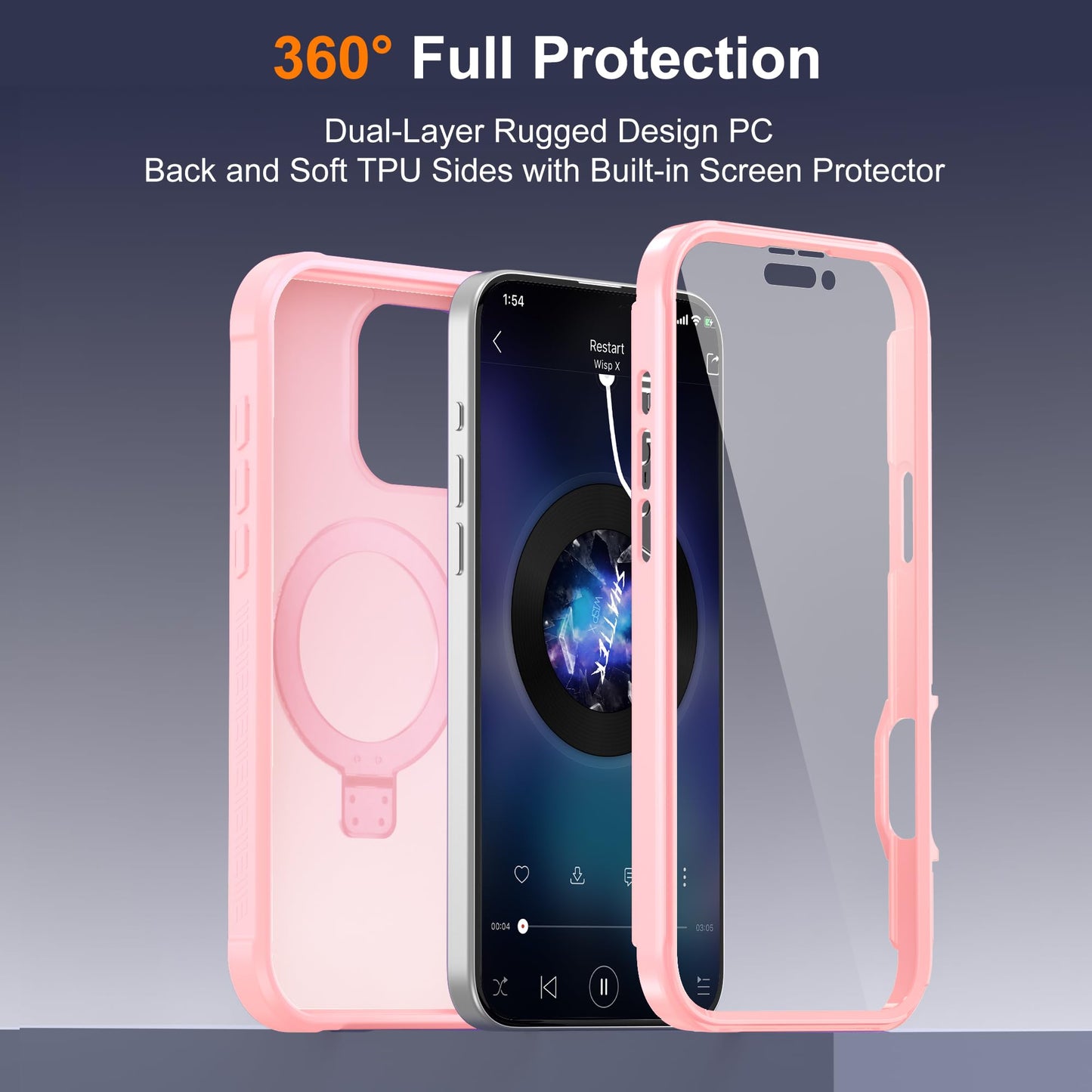 UTPPVX Compatible with iPhone 16 Pro Max Case with Magnetic Ring Stand [Compatible with Mag-Safe] [Built-in Screen Protector] Military-Grade Drop