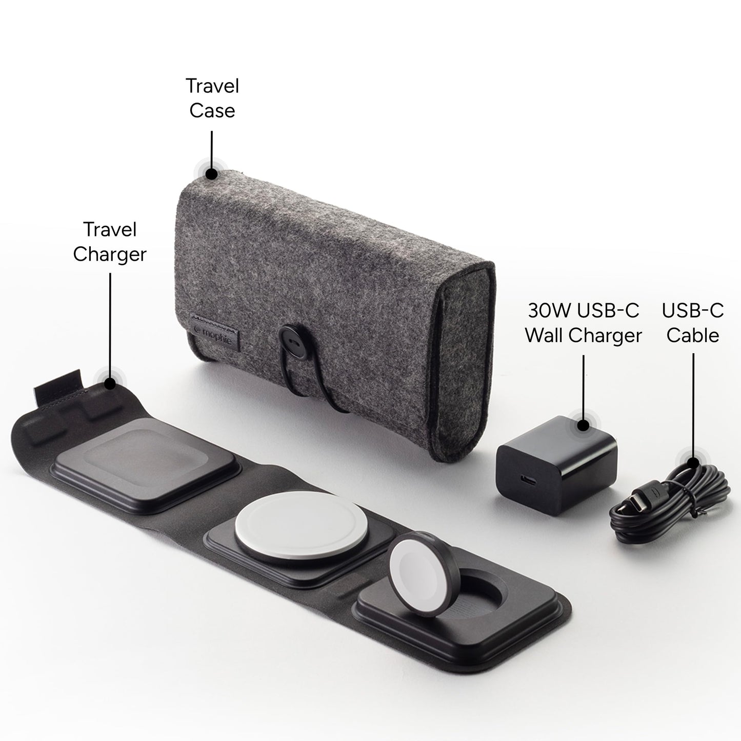 Mophie 3-in-1 Travel Charger with MagSafe - Portable Wireless Charging Hub, Compatible w/Apple Devices, iPhone 17/16/15/14/13/12 Series, Apple Watch