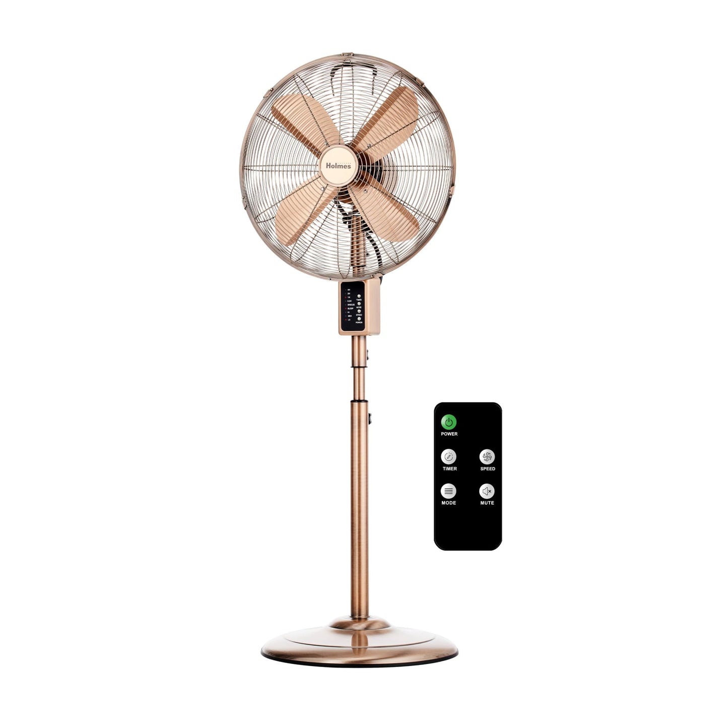 Holmes 16" Copper Digital Metal Stand Fan 3-Speed Oscillation Remote