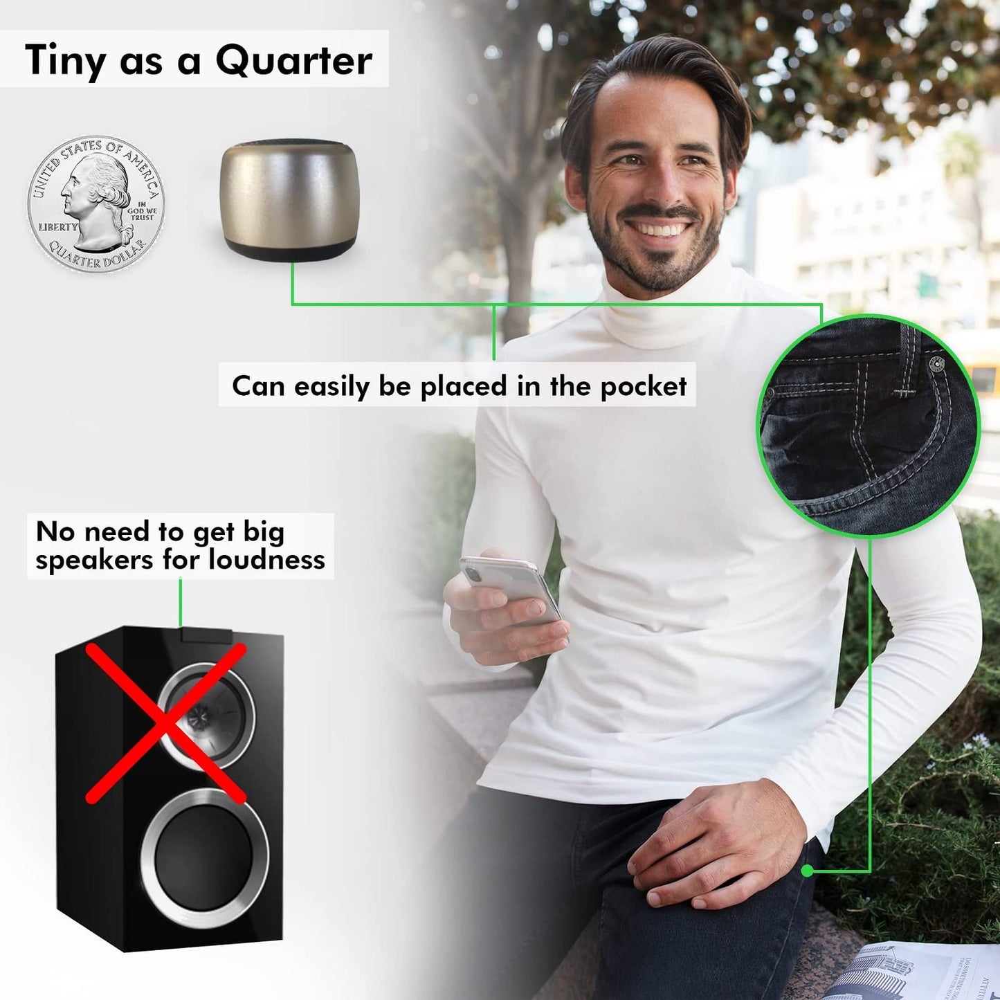 Best Mini Portable Bluetooth Speaker with HD Sound & Bass I Smallest Wireless Bluetooth Speakers for Phone/PC/Tablet I Photo Selfie Button Answer
