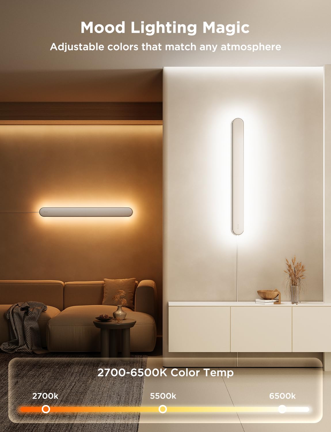 Govee Wall Sconce, Smart RGBIC Wall Lights, Works with Matter & Alexa, Music Sync, Wall Mount Light Plug in, Color Changing, Modern Room Light