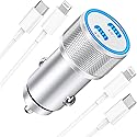 [Apple MFi Certified] iPhone Car Charger, Linocell 60W Dual PD USB-C Poewr Cigarette Lighter USB-C Car Carplay Fast Charger + 2Pack Type-C