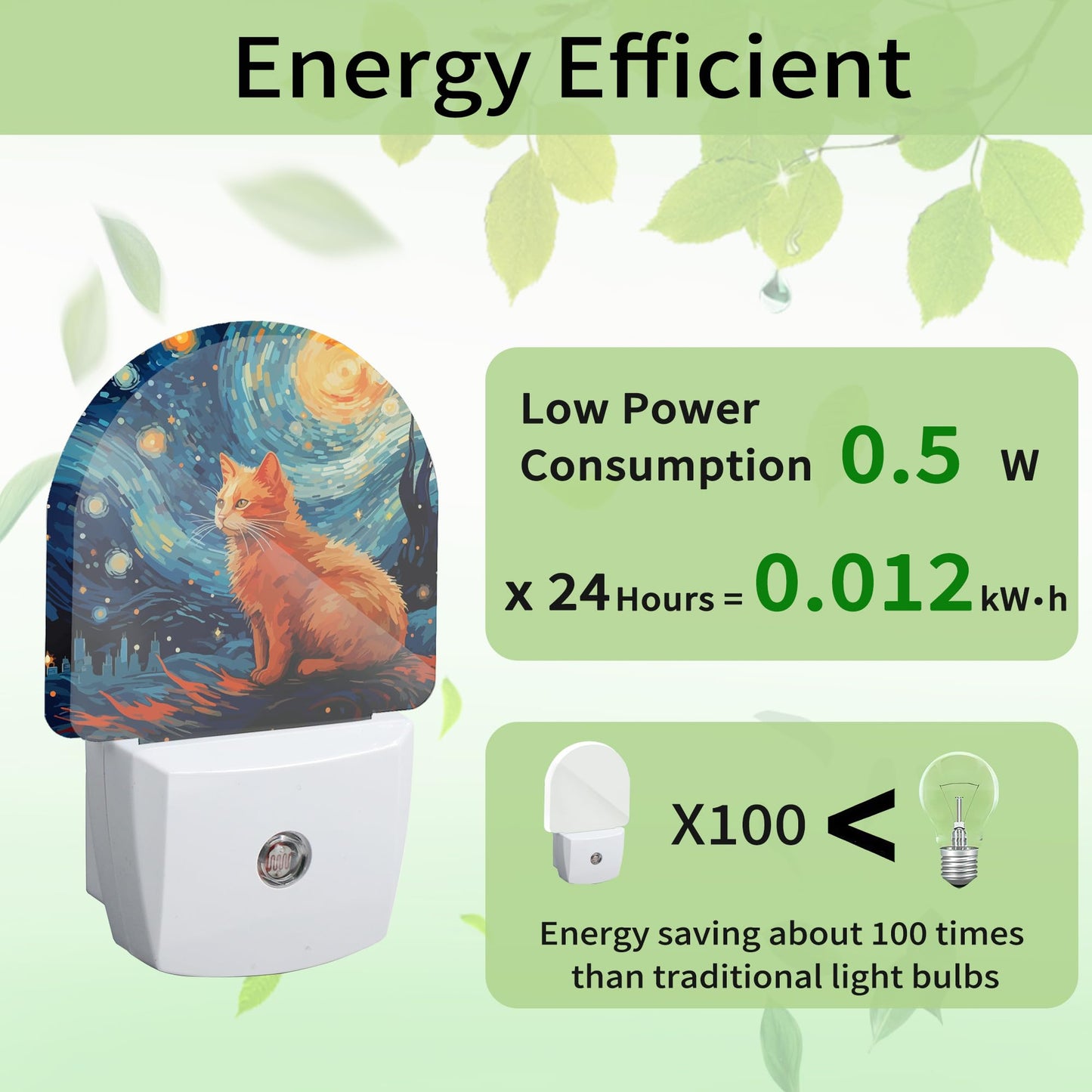 ZTHLL Starry Night Cat Night Light, Night Light Plug into Wall with Dusk to Dawn Sensor, LED Lamp Energy Saving Lights for Men Women Boys Girls,Lamp