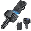 SEEKEVEN Cell Phone Car Charger with 3000mAh Power Bank, USB C Car Accessories Adapter for iPhone 17 USB C Charger Fast Charging, Travel Essentials