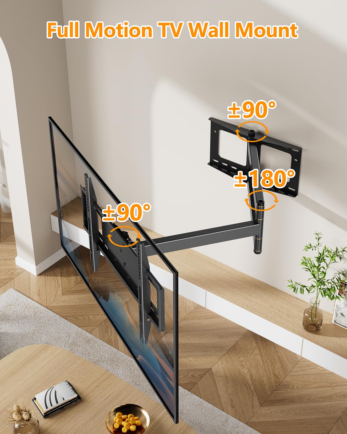 FORGING MOUNT Long Extension TV Mount Full Motion Wall Bracket with 42 inch Long Arm Articulating TV Wall Mount for 42 to 80 Inch Flat/Curve TVs, VESA