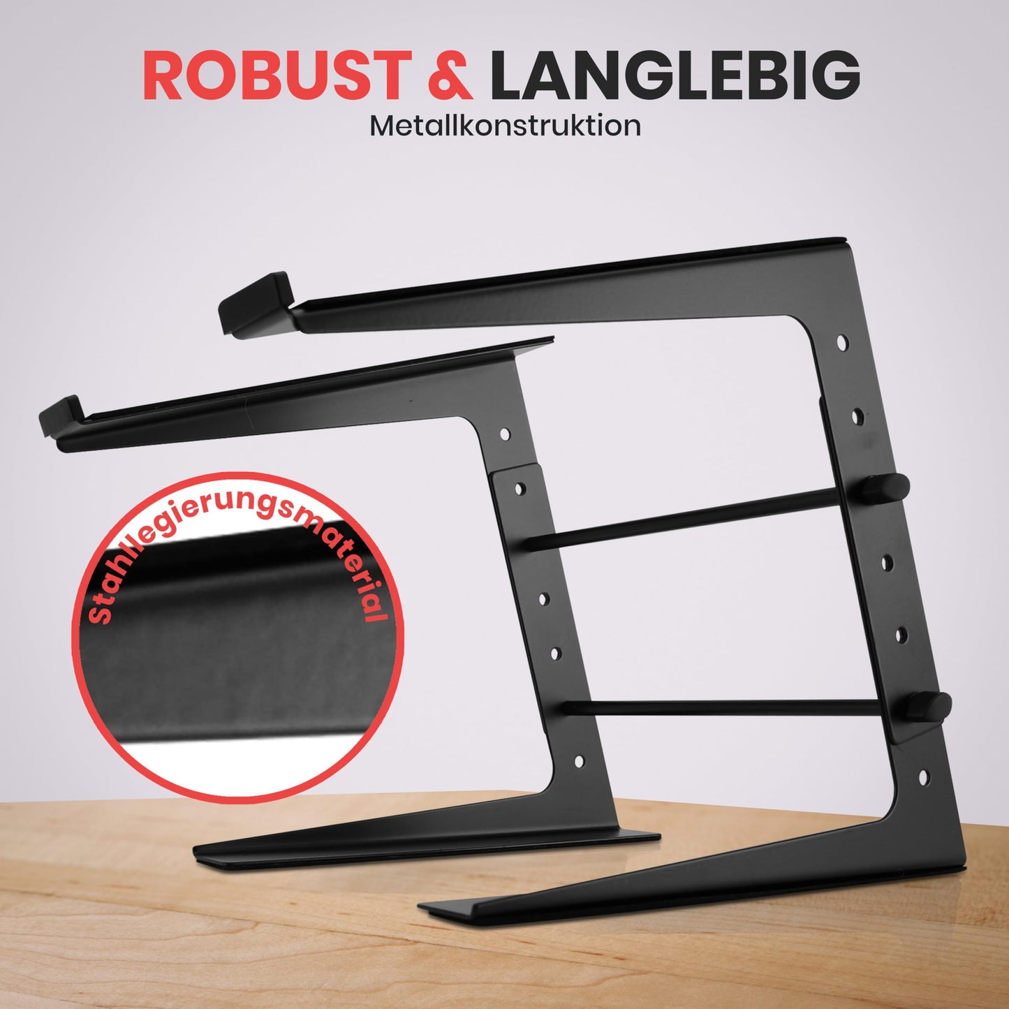Pyle Portable Adjustable Laptop Stand - 6.3 to 10.9 Inch Anti-Slip Standing Table Monitor or Computer Desk Workstation Riser with Level Height