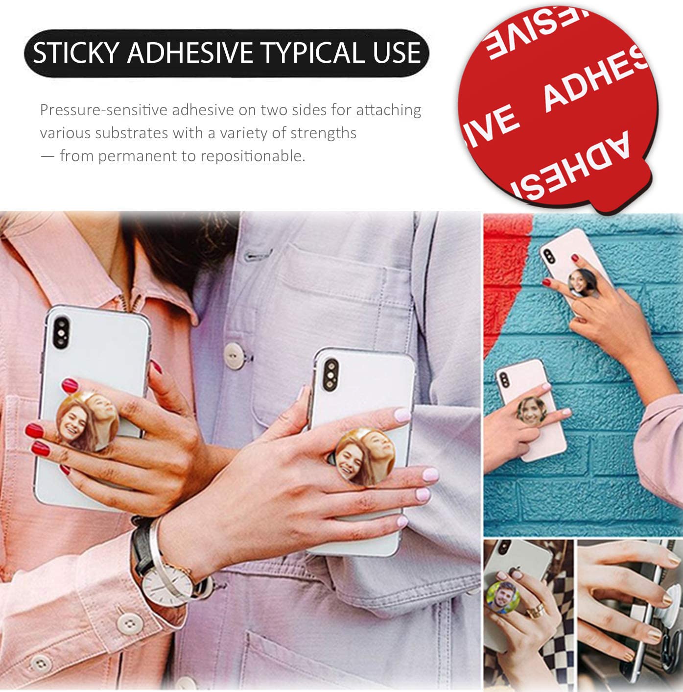 AZXYI Very High Bond Sticky Adhesive, 9 Pack Adhesive Replacement for Socket Base, 1.4 inches Double Sided Sticker Tapes for Phone Collapsible Grip
