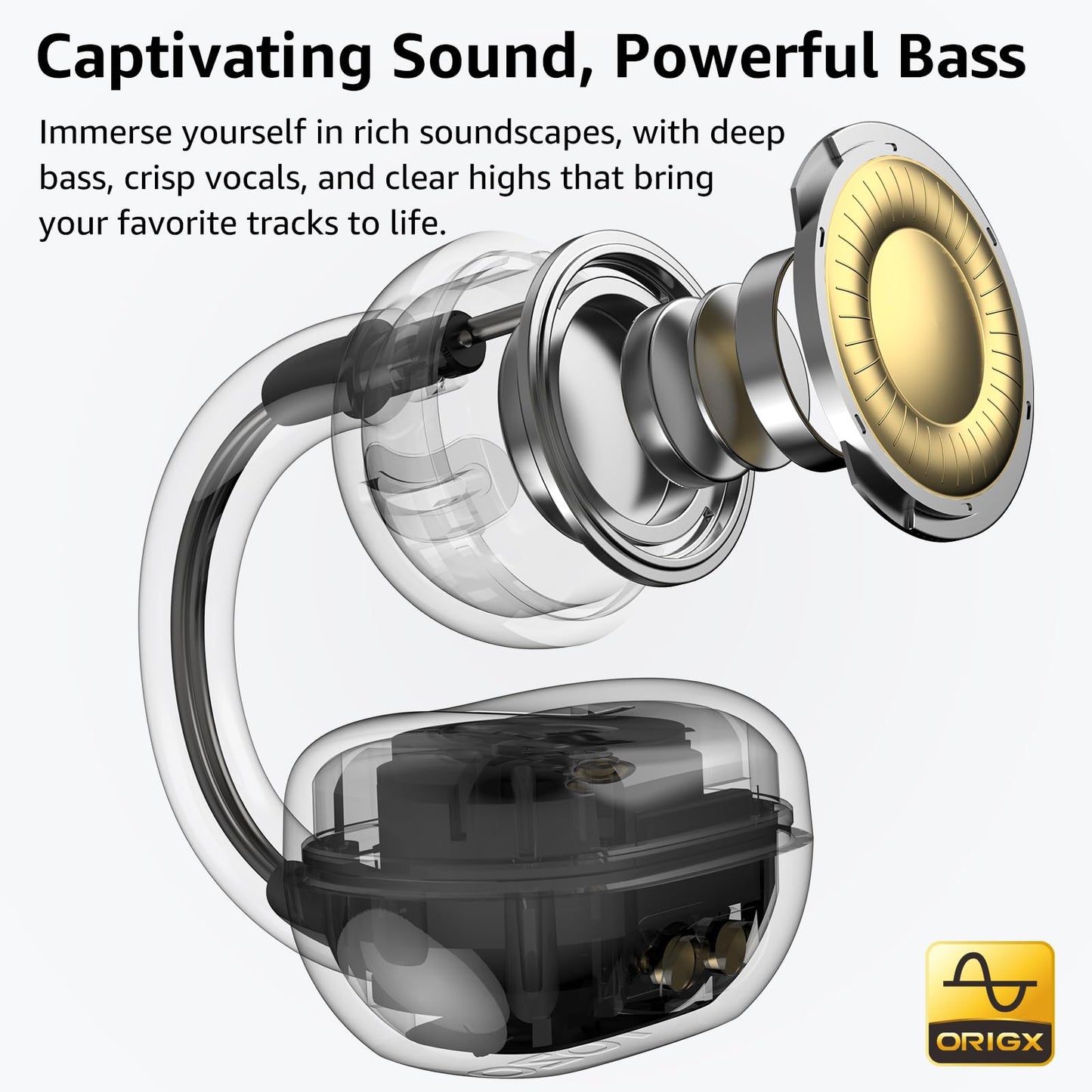 TOZO OpenEarRing Open Ear Earbuds 40H Bluetooth 5.4 Lightweight Comfort