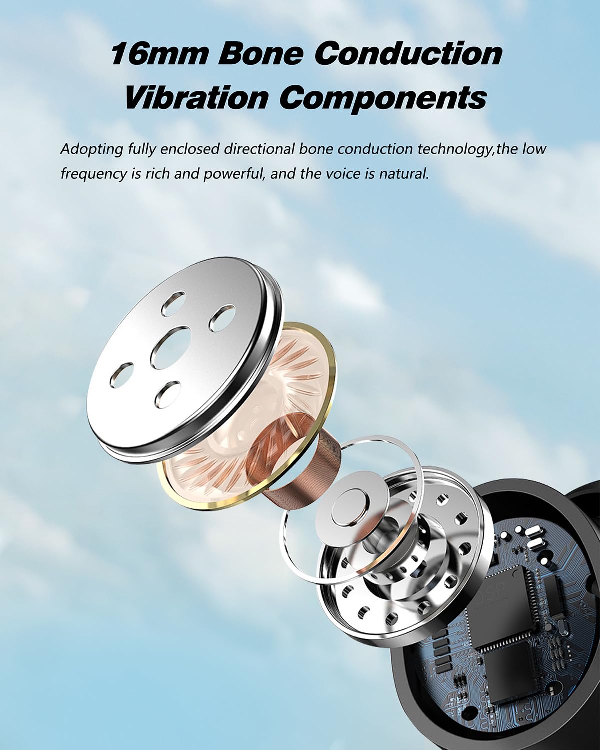 Ultra-Comfortable Open-Ear sport Headphones for Running,Cycling,Gym,8Hr Premium Sound,Bluetooth5.3,IP56 Sweatproof Bone Conduction Tech,Secure