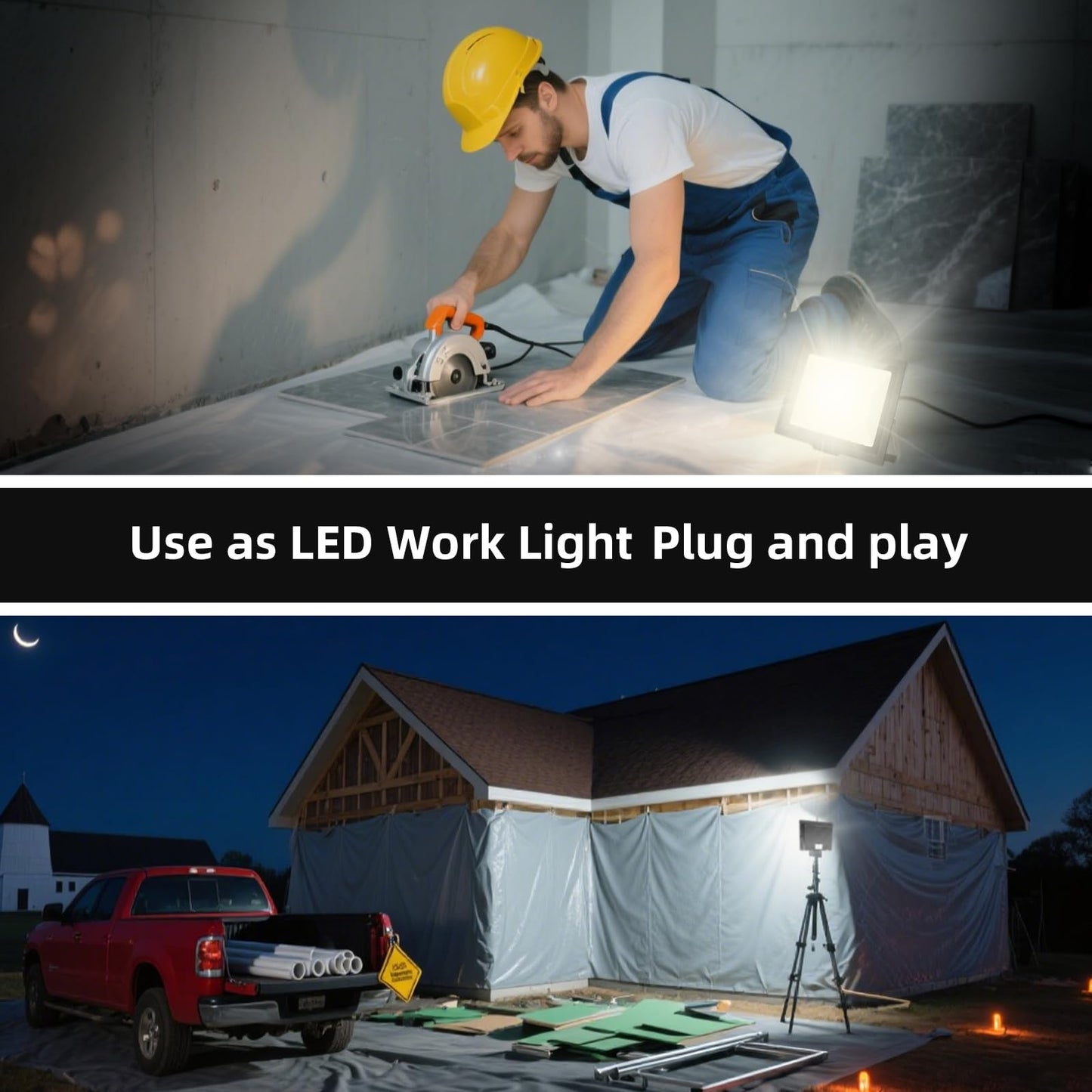 Gopretty 150W LED Flood Lights Outdoor, 18000LM Bright Work Light with 5FT Plug, IP66 Waterproof Exterior Security Lights, 6500K Daylight White
