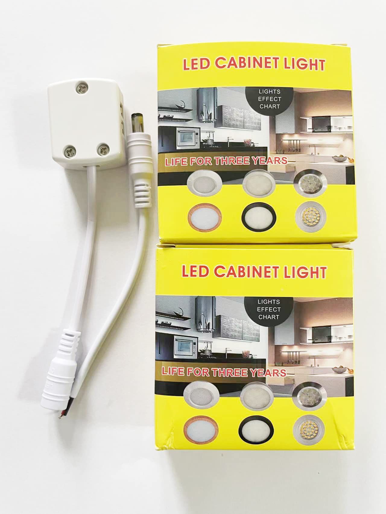Getwefire Dimmable 2pcs/Lots recessed installtion 3w DC 12v led Puck/Under Cabinet Light. led Spotlight, Pure White or Warm White with 1pcs Connection