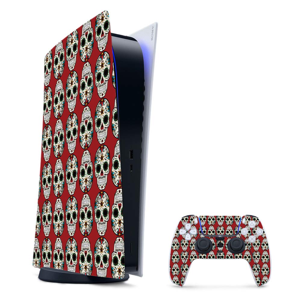 MightySkins Gaming Skin for PS5 / Playstation 5 Digital Edition Bundle - Sugar Skull | Protective Viny wrap | Easy to Apply and Change Styles | Made