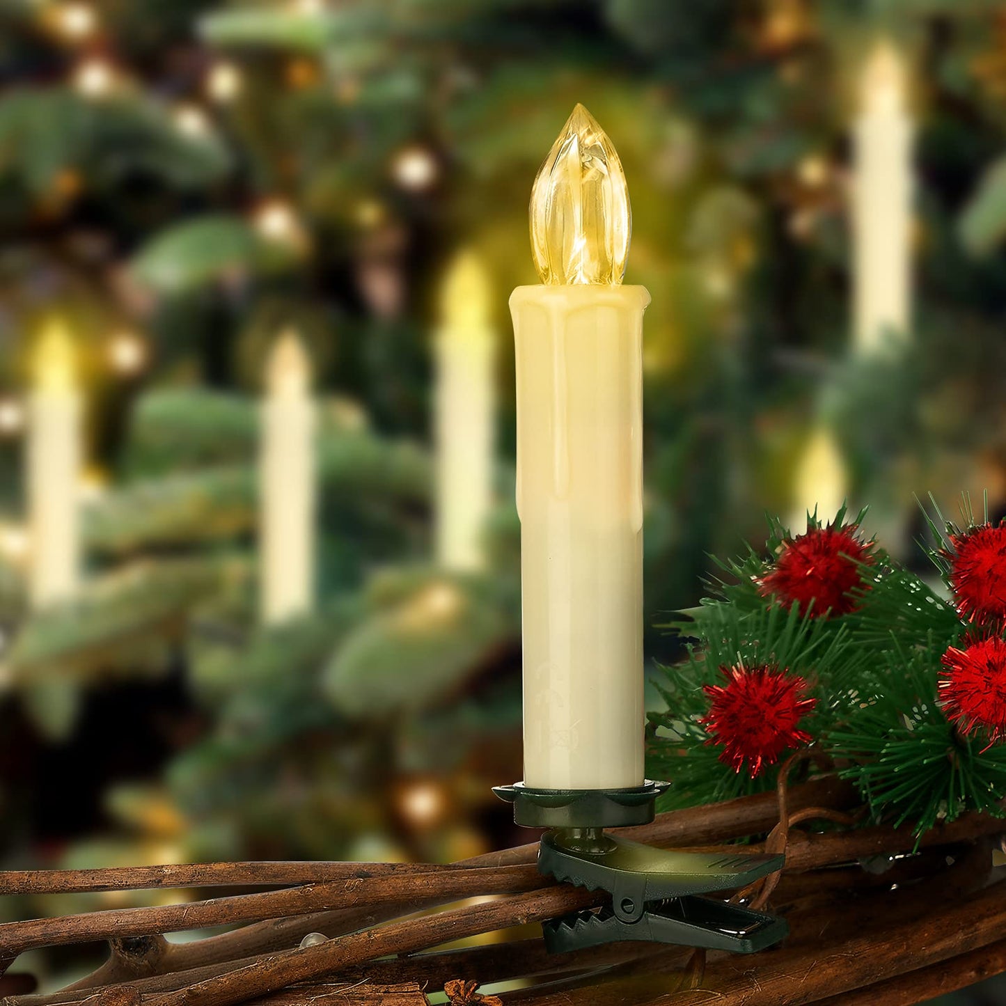 FPOO 10 PCS LED Window Candles with Remote Timer, Battery Operated Flameless Taper Candles, Warm White Flickering Christmas Candle Lights for Home