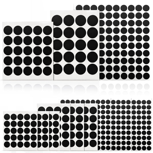 Mnvhoky Stackable Vinyl Webcam Privacy Stickers, 12 Sheets Low-Tack Restickable Camera Covers in 3 Sizes, Black Webcam Blocker Set