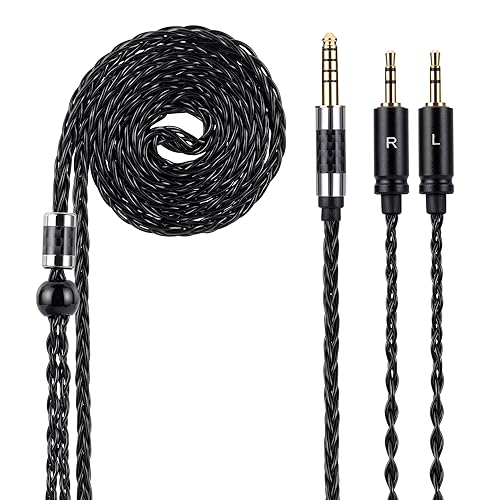 UNCLE LIGHT 4.4mm Balanced to Dual 2.5mm Audiophile Cable， 8-Core OCC Silver-Plated Cable, Compatible with HE400S, HE-400i（2.5mm Plug Version）…