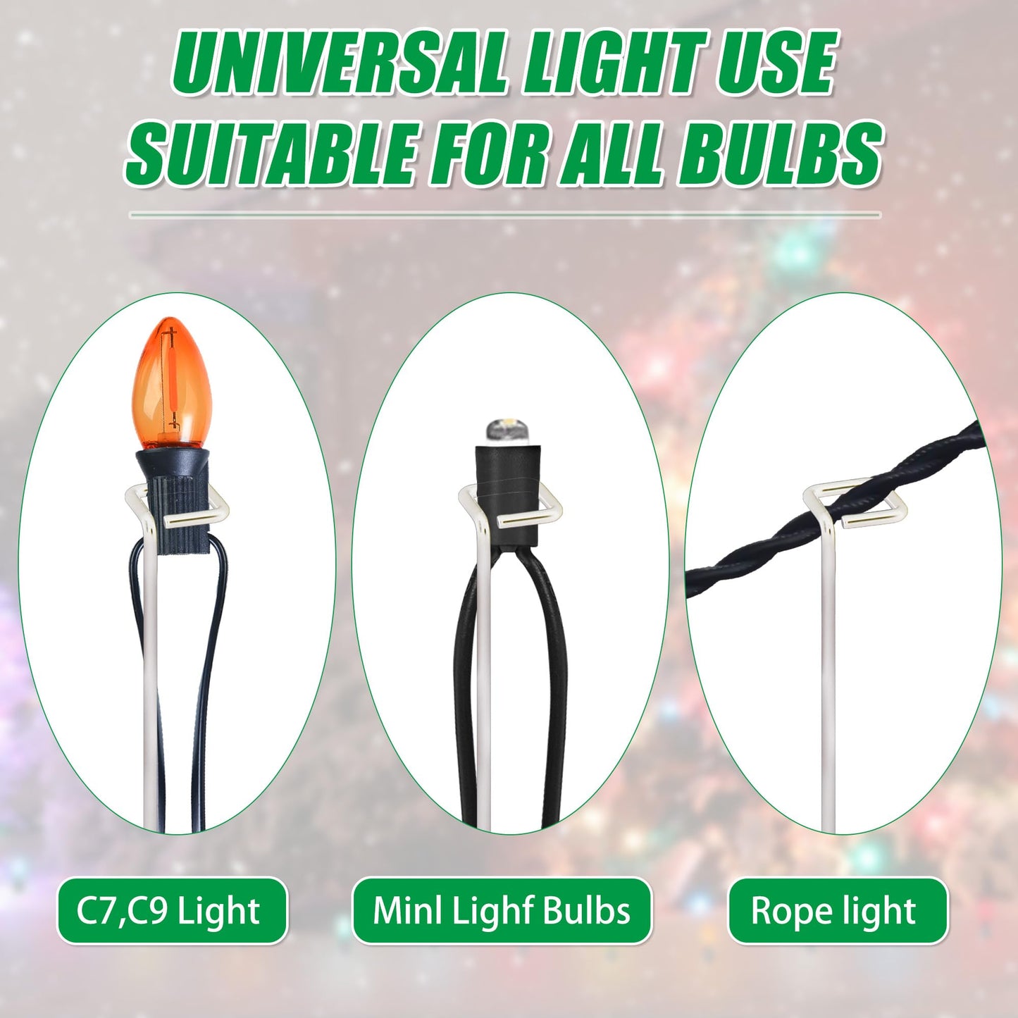 Bylion 50 Pack Metal Christmas Light Stakes - Outdoor Light Stakes - 9.8 Inch Christmas Yard Stakes for C7 C9 Universal Yard Lawn Stakes for Holiday