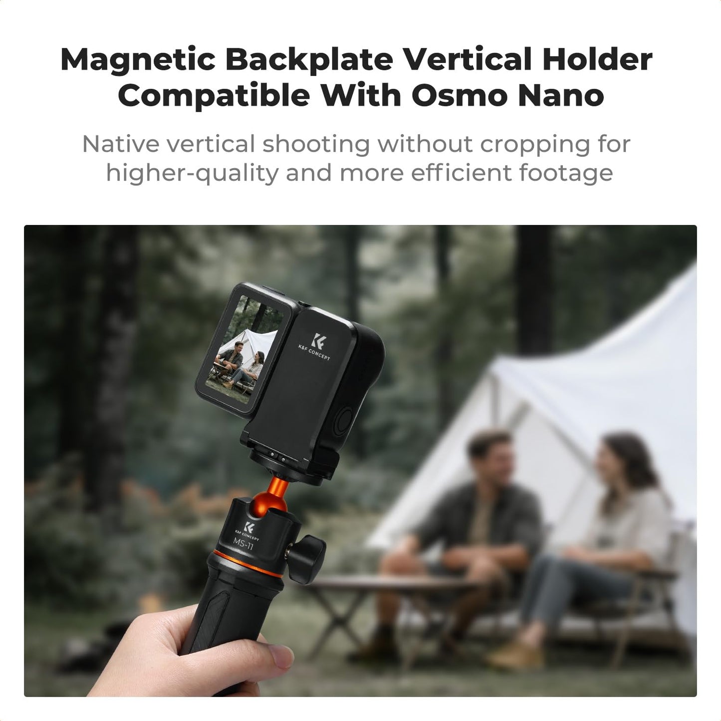 K&F CONCEPT Magnetic Vertical Shoot Adapter Compatible with DJI Osmo Nano/Xtra Atto, Strong Magnet Base Mount with Foldable Dual Claw, 1/4" Screw