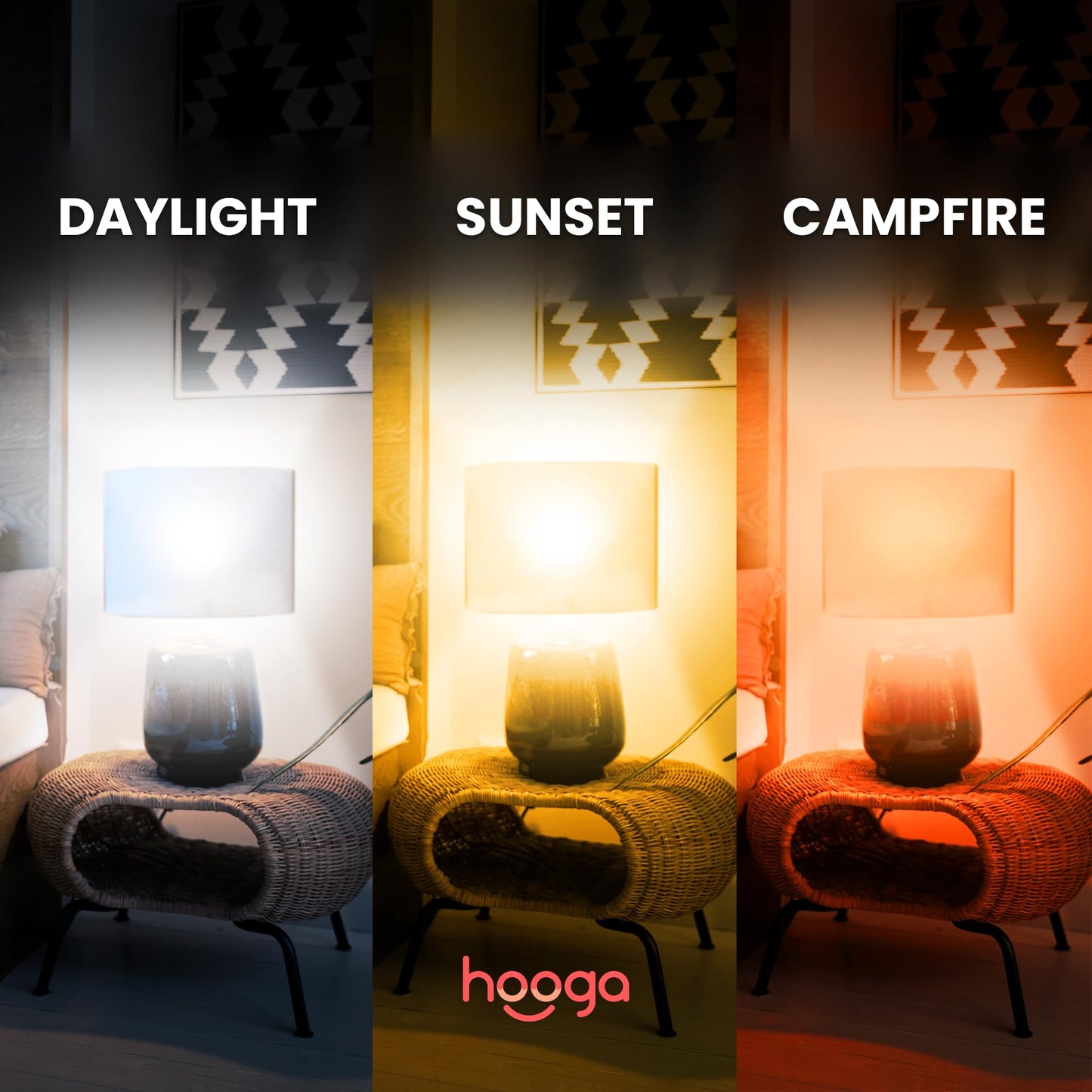 hooga Circadian Rhythm Full Spectrum LED Light Bulb - 2700K, 2100K, 1400K, Flicker-Free, Blue Light Free Night Mode, 7W Energy Efficient Warm White
