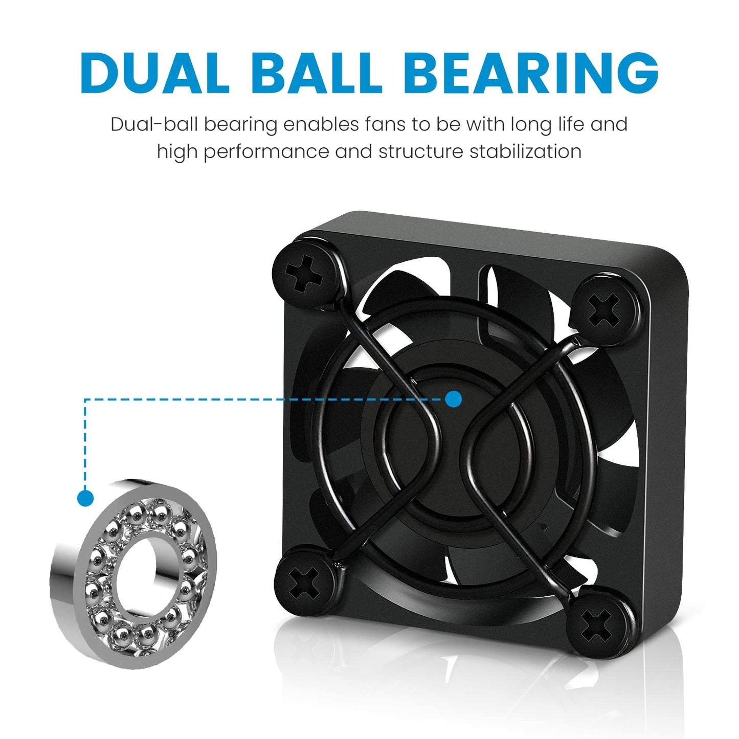 Simple Deluxe Mini USB Fan 40mm x 10mm Brushless Cooling Ventilator 3 Speed Control DC 5V Dual Ball Bearing 5,500RPM for Small Appliances Series