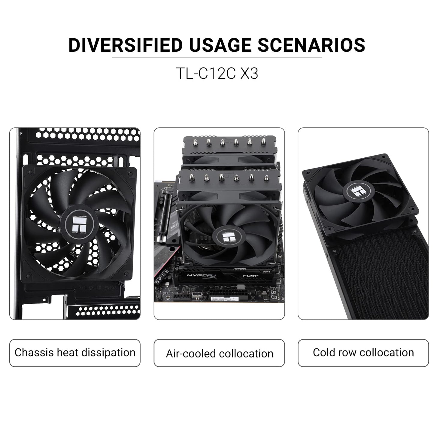 Thermalright TL-C12C X3 CPU Fan 120mm Case Cooler Fan, 4pin PWM Silent Computer Fan with S-FDB Bearing Included, up to 1550RPM Cooling Fan?3