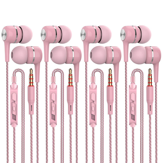 YNR 4 Pairs Wired Earbuds with Microphone & Volume Control, in Ear Earphones, Noise Islating High Definition, for 3.5mm Jack iPhone iPad iPod Samsung