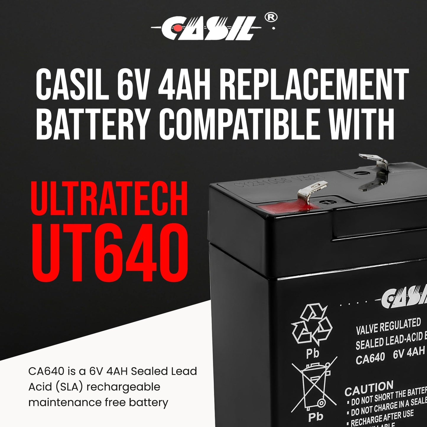 Casil 6V 4Ah SLA Battery - Rechargeable Sealed Lead Acid AGM - F1 Terminal - Replacement for Power Wheels, Deer Feeders, Emergency Lights, Exit…