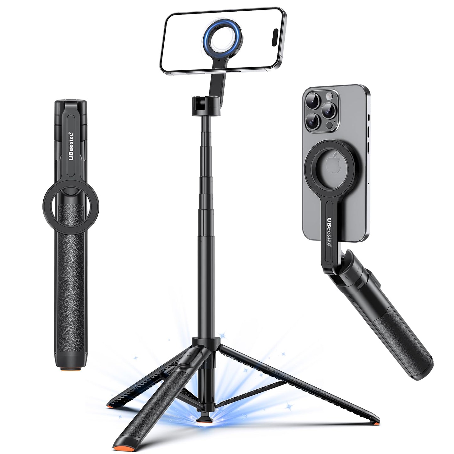 UBeesize 70" Auto-Open Magnetic Tripod for iPhone, MagSafe Selfie Stick with Remote, Portable Phone Stand for Recording, Travel and Vlogging