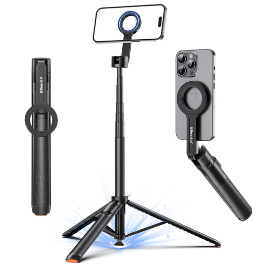 UBeesize 70" Auto-Open Magnetic Tripod for iPhone, MagSafe Selfie Stick with Remote, Portable Phone Stand for Recording, Travel and Vlogging
