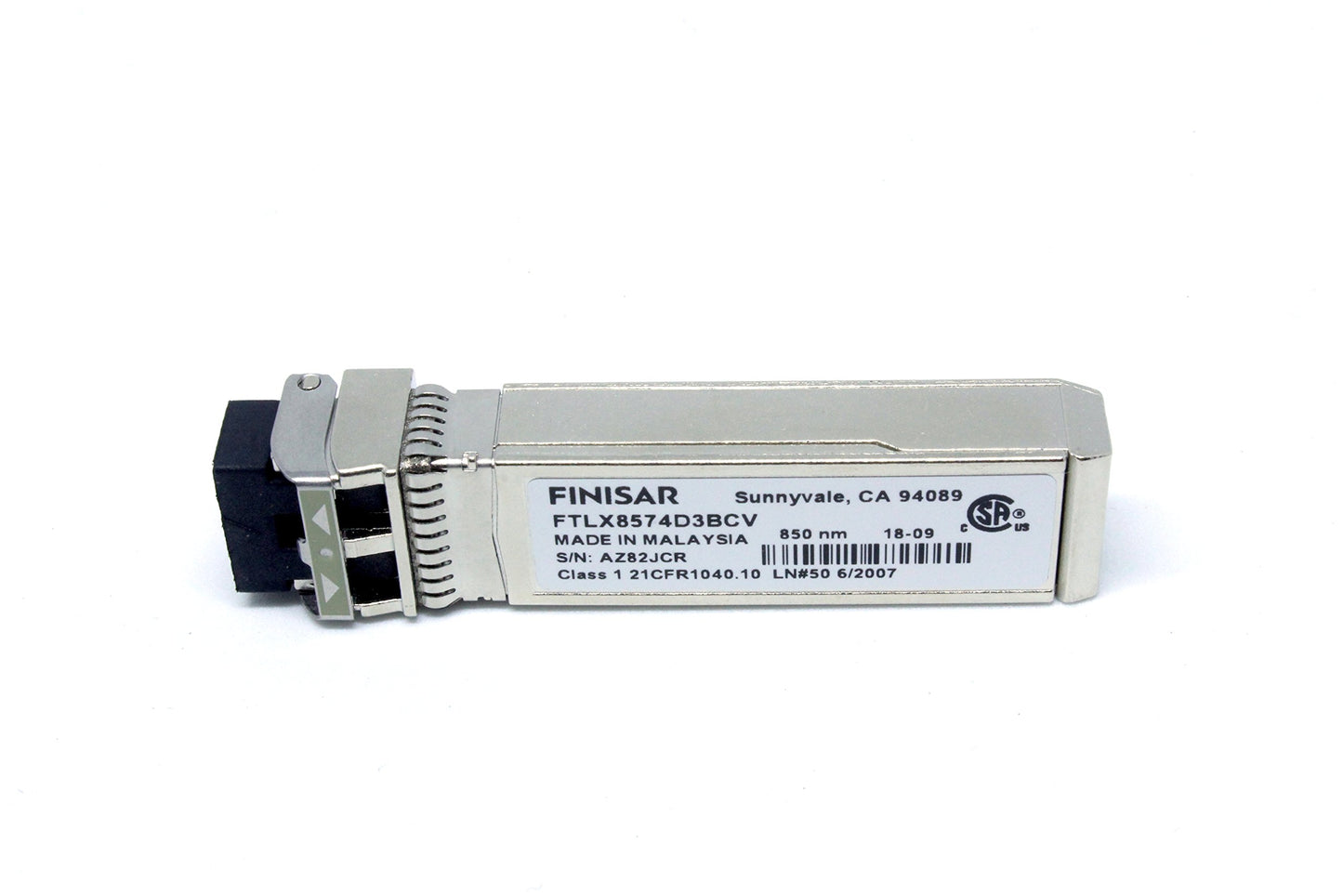 Finisar SFP+ Module - For Optical Network, Data Networking - 1 LC Duplex 10GBase-SR/SW Network - Optical Fiber Multi-mode - 10 Gigabit Ethernet