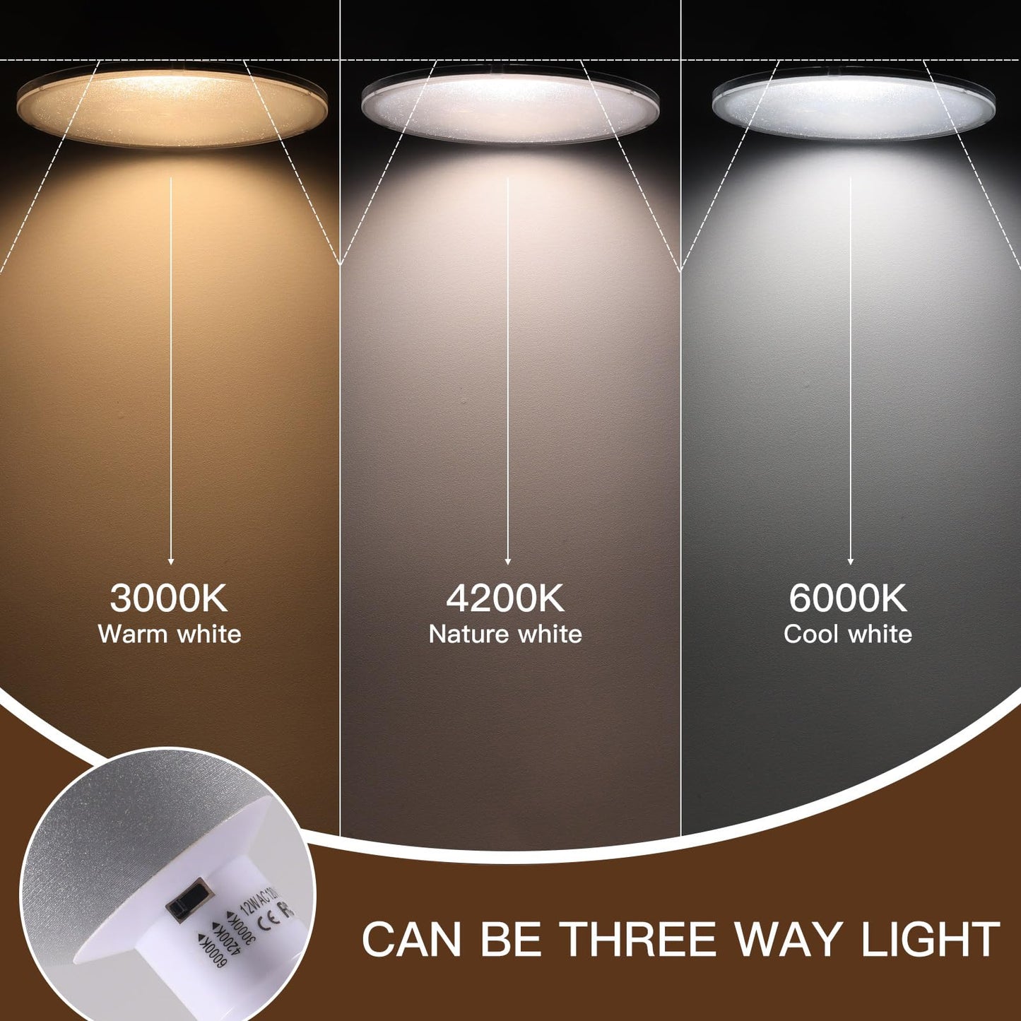 PINSUNLUX Dimmable 75R111 GU10 LED Bulbs, 100W AR111 Halogen Flood Light Equivalent, 3 Color Selectable Warm White Neutral White Cool White, 120V 12W