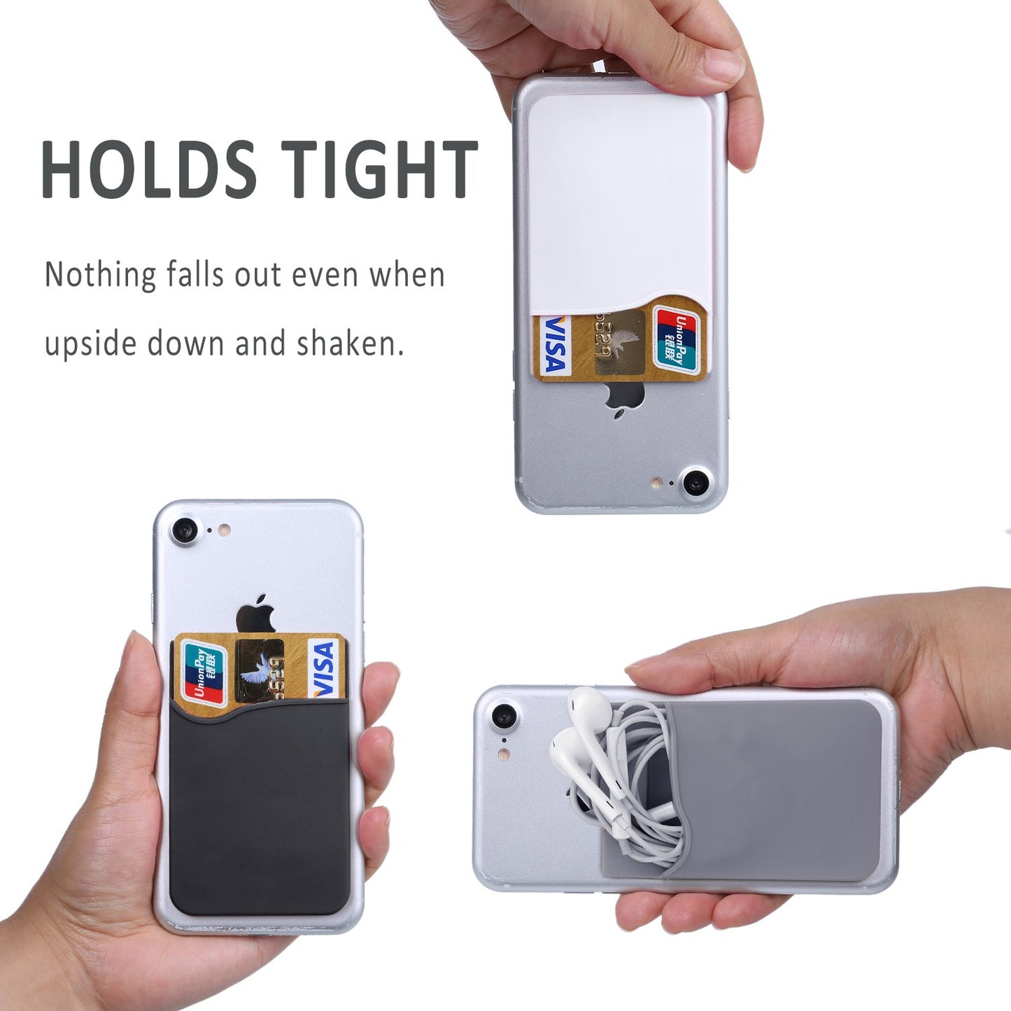 Adhesive Card Holder, 6 Pack Silicone Credit Card Holder for iPhone, Adhesive Silicone Back of Phone Wallet,Rubber Card Holder for Phone Case
