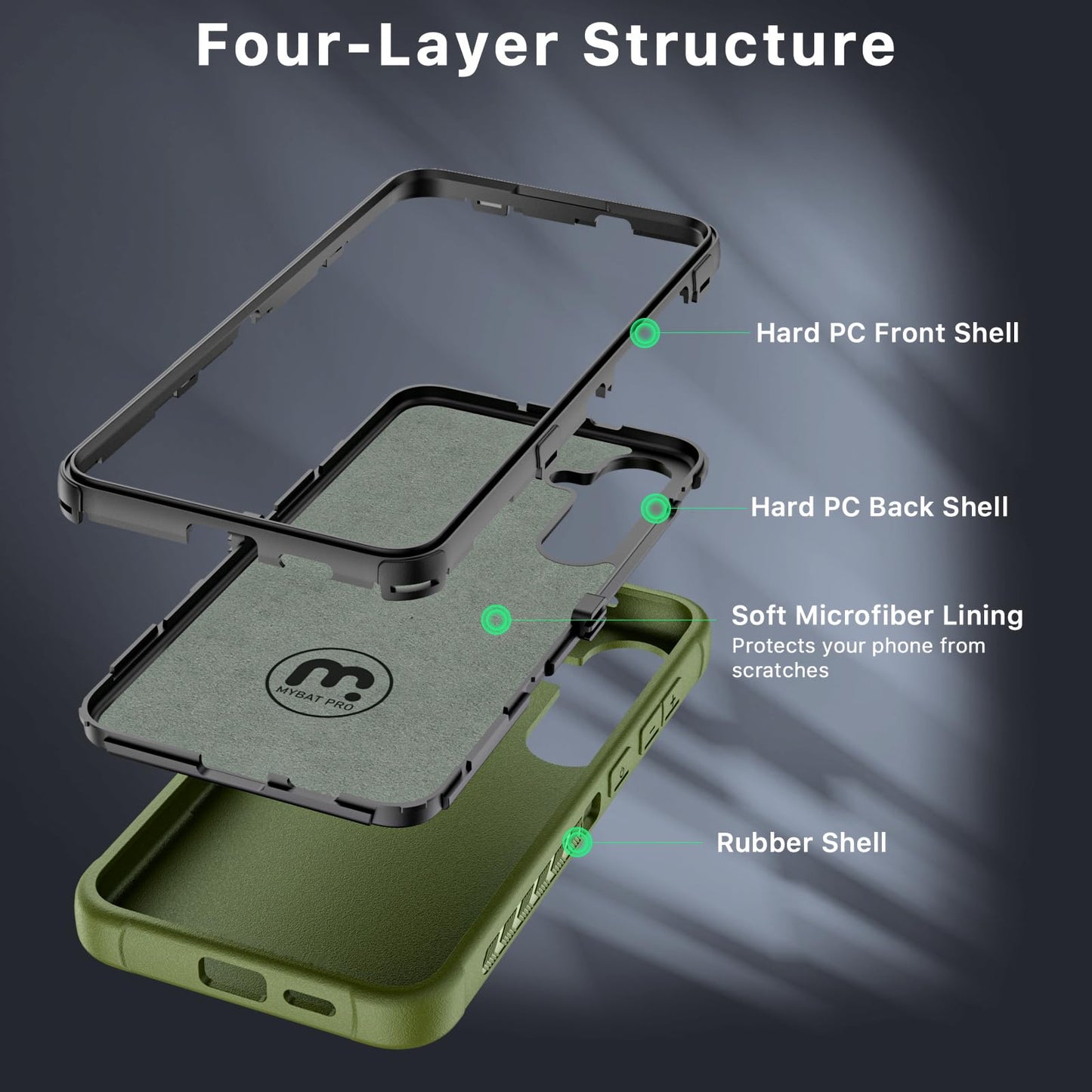 M MYBAT PRO for Samsung Galaxy S24 Ultra Case with 360° Rotating Stand