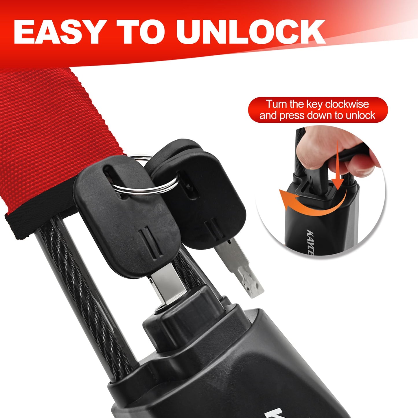 KAYCENTOP Car Steering Wheel Lock, Seat Belt Lock, Anti-Theft Device, Max 17 Inch Length, Small and Light-Weight, Multi-Functional, Fit Most Vehicle