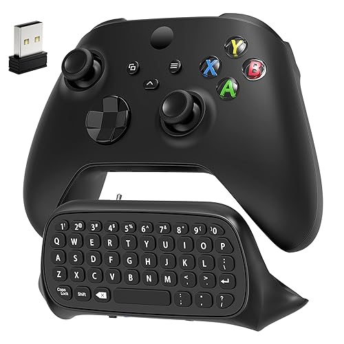 Keyboard for Xbox Series X/S, One/One X/S, Elite One/2 Controller, Wireless Gaming Chatpad Message Keypad with USB Receiver, Audio/Headset Jack