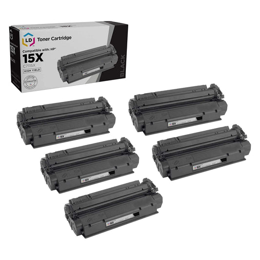 LD Compatible Toner Cartridge Replacement for HP 15X C7115X High Yield (Black, 5-Pack) Compatible with LaserJet 1200 1200n 1200se 1220 1220se 3300