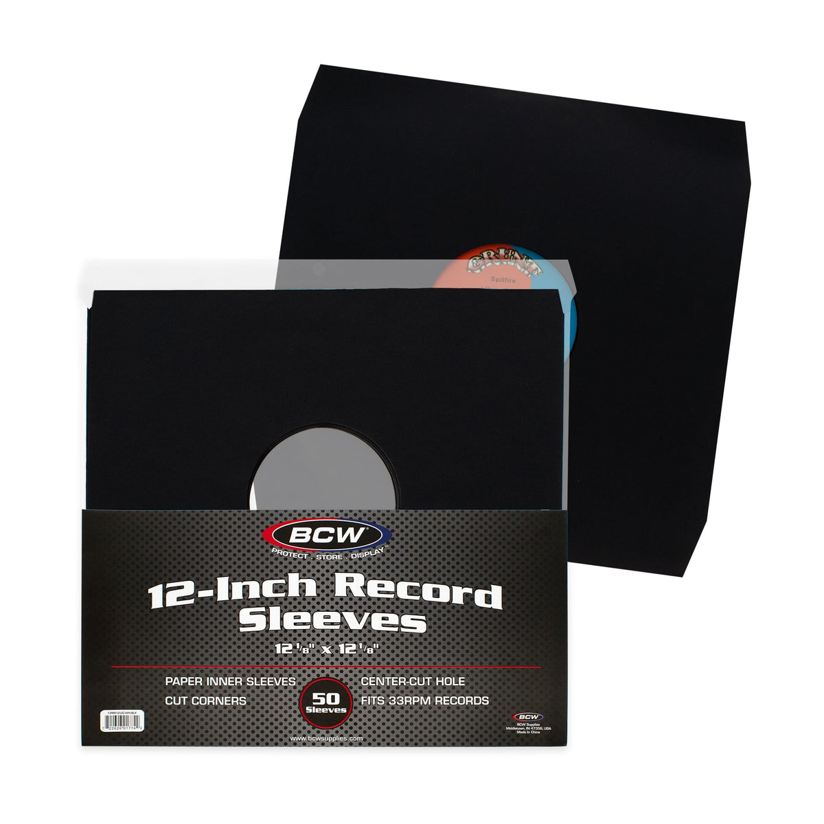 BCW 12 Inch Vinyl Record Paper Inner Sleeves - Angle Cut Corners - Black | Pack of 50 | Protective LP Album Sleeves for Vinyl Storage and Preservation
