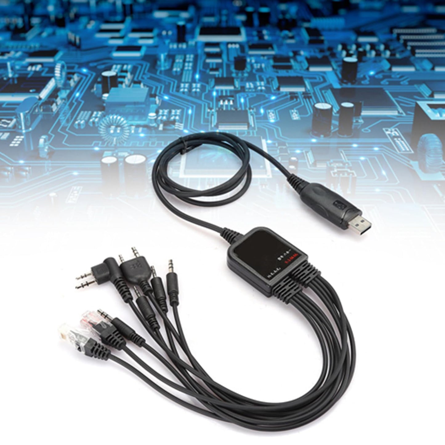 8 in 1 USB Programming Cable, C2102 Chip, Respectful Shell Material with 8 adapters, for Kenwood/QuanShengcn/Tyt/Motorola Walkie Talkie Car Radio