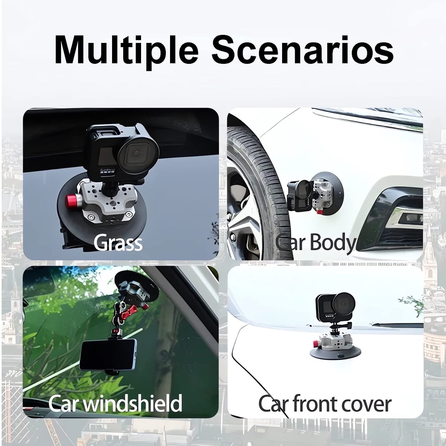 MIMIRACLE Camera Suction Cup Mount, 4.5" Pump-actived Vacuum Suction Mount Compatible with Action Cameras, DSLR Cameras, Securely Attach Your Camera
